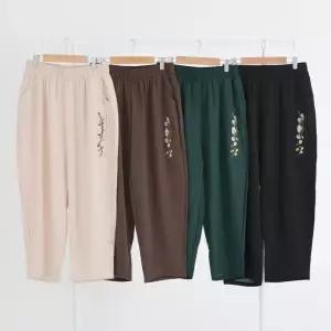 [라일리여성의류] Rly 꽃자수 8부 배기 팬츠 여성 봄 여름 냉장고 아