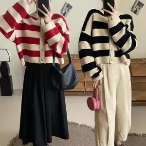 [라일리여성의류] Rly 여자 루즈 니트가디건 기본 코디 니트롱 여성