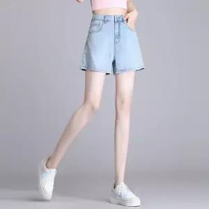 여자 청반바지 청바지 연청 반바지 여름 하이웨스트 A라인 와이드 바지 캐주얼 3부 BE2