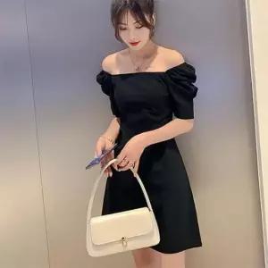 [옷은날개] 오픈숄더 가능한 퍼프 소매 미니 원피스