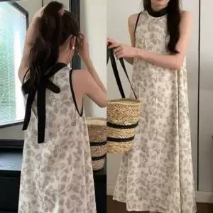 [옷은날개] 해변 홀터넥원피스 프린팅원피스 해변룩 꽃무늬 A라인