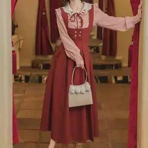 [SBD] 앵두자수 레드체크 블라우스 롱스커트 교복몰 플리츠