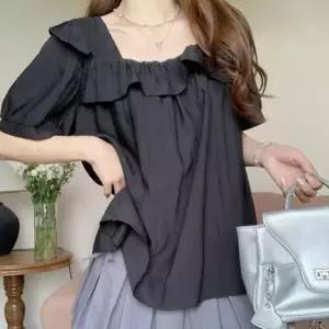 [SBD] 스퀘어넥 프릴셔츠 블라우스 반팔 여성 뒷트임 여름