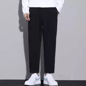 바지 남자 면 직선 면바지 기본 맞는 넓은 성숙한 슬랙스 캐주얼팬츠 매끈한 가벼운 통기성 신축성 구성 있