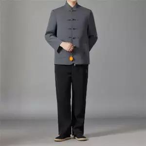 남성용 춘추 캐주얼 빈티지 투피스 기본 면바지 정장 루즈핏 재킷 아우터 긴바지 SPO마켓3