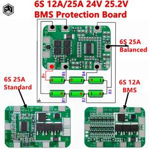 6S 12A 25A 24V 25 2V 보호 모듈 균형 BMS PCB 보드 이온 새로운 배터리 18650