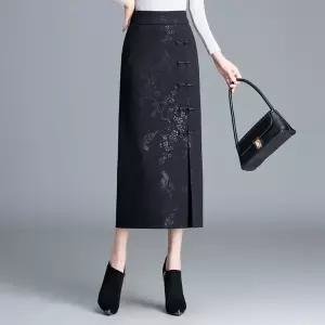 치마 여사친 미디 빈티지 가을 슬릿 미리준비 H라인 에스닉 OOTD3