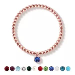우레탄줄팔찌 탄생석 컬러 큐빅 로즈골드 볼 팔찌 4mm 14kgp