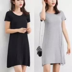 니트원피스 미니원피스 케주얼 데일리룩 무지 반팔 라