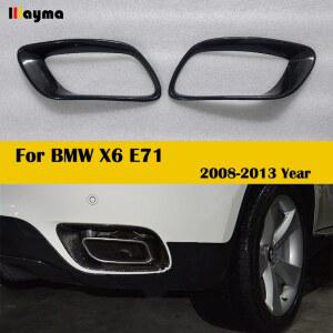 BMW X6 E71 2008 - 2013 FRP 매트 블랙 프라이머 장식 커버 용 탄소 섬유 자동차 후면 범퍼베이스 머플러 테일 파이프 프레임