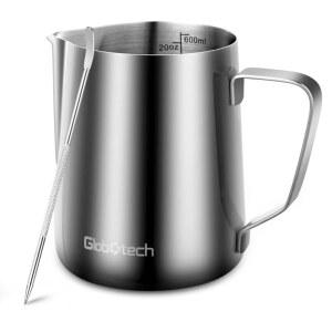 스테인리스 스틸 밀크 프로더 컵 - 에스프레소 스팀 피처 커피 폼 만들기 피처 라떼 아트 프로스 컵 스팀 저그 카푸치노 핫 초콜릿 20온스(600ml)