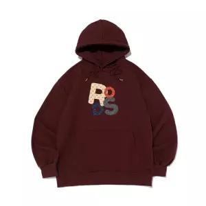 [로아드로아][기모/NO기모] 도트 블록 로고 후드티 (와인)