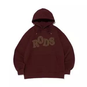 [로아드로아][기모/NO기모] RODS 빅 로고 체크 후드티 (와인/베이지)