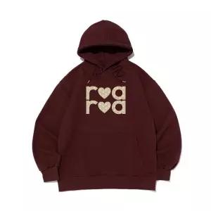 [로아드로아][기모/NO기모] ROA 도트 로고 후드티셔츠 (와인/베이지)