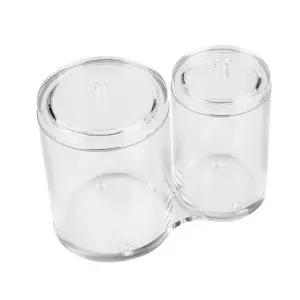 원형 투명 면봉꽂이 2구 뚜껑 화장솜 화장대 소품정리 면봉정리 화장솜정리 화장소품 보관함