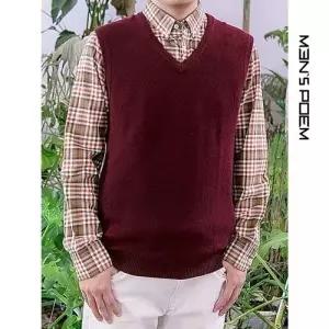 남사친 니트 울 캐주얼 가을 스웨터 브이넥 솔리드 조끼 민소매 OP3