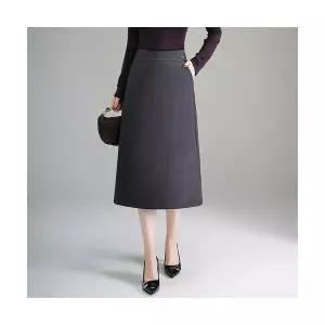 여자 데일리 H라인 스커트 블랙 가을 하이웨스트 A라인 힙업 중기장 기장 무릎 위로 한 발 더 슬림핏 SPO마