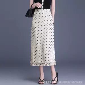 치마 여름 캐주얼 여친 원턱 일자 밴딩 데일리 허리 도트 힙업 H라인 SPO마켓2
