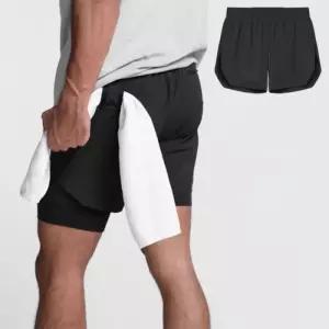 [옷자락]남성 투인원 런닝 수건걸이 헬스쇼츠 반바지