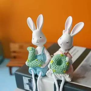 앉은 파스텔 러브 토끼 4P세트 미니어처 장식소품