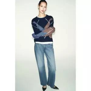 ZARA 자라 아가일 니트 스웨터 - 네이비 145800