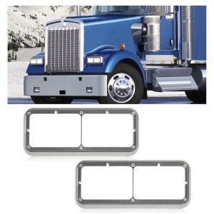 TULMTT 크롬 헤드라이트 베젤, 켄워스 T400 T600 T800 W900 K100 C500 피터빌트 378 379 웨스턴 스타 4900 화물기 FLD 클래식 XL 드라이버 및 조수석 측면 세미 트럭 액세서리와 호환됨