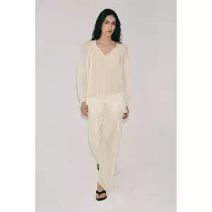 ZARA 자라 ZW 컬렉션 자수 패널 미디 스커트 - 크림 145796