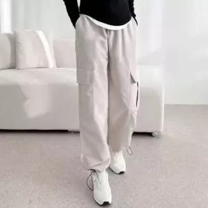 [옷은날개] 카고팬츠 조거 스트링 와이드 여성 립스톱 사이드포켓