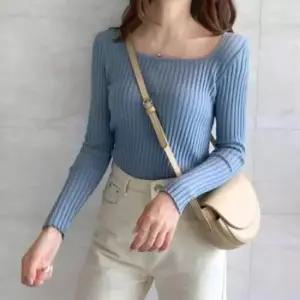 [옷은날개] 스퀘어넥 이너티 골지티셔츠 여리핏 베이직 슬림핏