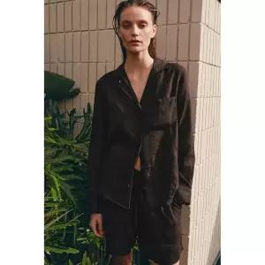 ZARA 자라 ZW 컬렉션 린넨 포켓 셔츠 - 브라운 145683