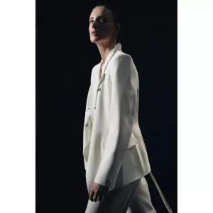 ZARA 자라 ZW 컬렉션 숄더 패드 더블 브레스트 블레이저 - 크림 145660