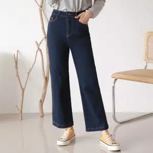 스판 에덴 뒷밴딩 데님 하이웨스트 통바지 통 여자청 여성청통 밴드청 바지