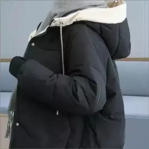 여자점퍼 여성 배색 후드 숏패딩 점퍼 겨울 아우터 패딩잠바
