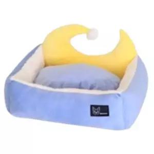 [반려] 방석 블루 쿠션 극세사 1P 쇼파 강아지 반달 소형