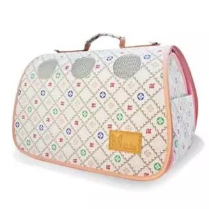 [반려] 강아지 가죽 이동 가방 메쉬망 1P 어깨끈 사선패턴