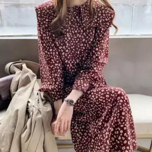 소매 랩 롱원피스 쉬폰 카라 원피스 봄원피스 루즈핏