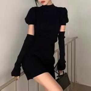 검정원피스 겨울 팔토시 원피스 데일리 미니 패션 워