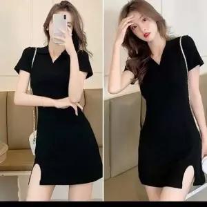 반팔 카라원피스 옆트임 브이넥 원피스 카라 데이트룩