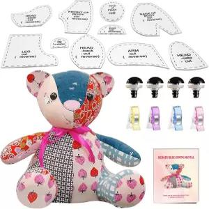 15인치/좌석 높이 9인치 포스동지 아크릴 메모리 베어 템플릿 자 세트 초보자용 바느질 패턴 테디 퀼팅