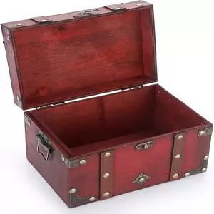엘두 빈티지 보물 상자 선물용 해적 유품 보석 진주 장신구 타로 카드용 나무 보관함 중간 크기