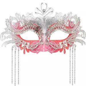 라인스톤 체인이 달린 코드즈 여성 가면극 카니발 파티 의상 가면을 위한 베네치아 가면 마르디 그라 장식