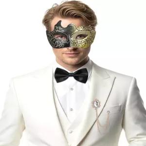 진데이 남성용 마스크 3종 보타이가 포함된 오페라 베네치아 세트 할로윈용 하프 페이스 키트