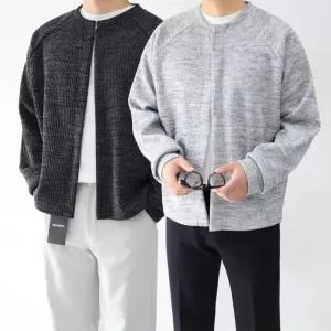 [엠클로]남자 오버핏 라운드넥 히든버튼 니트 가디건 자켓