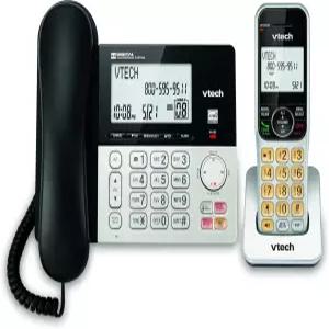 VTech VG208 DECT 6.0 유선/무선 가정용 전화기(응답기 포함) 통화 차단 발신자 ID 대형 백라이트