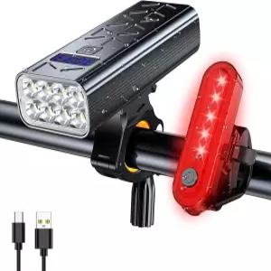 시우이우 3600 루멘 자전거 라이트 세트 USBC 충전식 5+4 모드의 프론트 헤드라이트 IPX6 방수 통근자 및