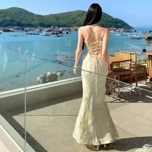 스커트 여성 롱 파티 데일룩 A라인 머메이드 자수 오프숄더 생일 힙업 드레스 DAOL1