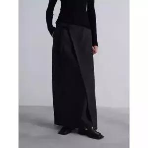 치마 여성용 캐주얼 출퇴근 트임 힙업 끈 A라인 언발 데일룩 DAOL1