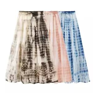 스커트 여사친 빈티지 봄 밴딩 스트링 날염 데일룩 A라인 허리 모시 DAOL1