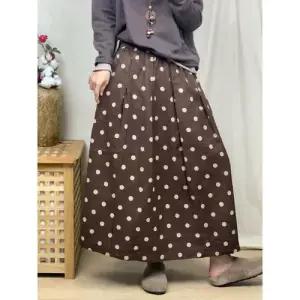 여성용 치마 빈티지 데일룩 도트 A라인 밴딩 슬림핏 DAOL1