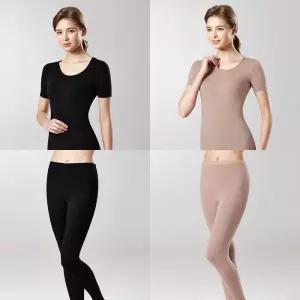 [제임스딘]여성 반팔내의 반팔내복 상하 세트 가을 겨울 발열 기능성